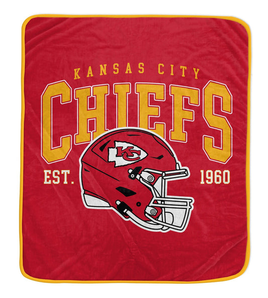 Kansas City Chiefs NFL Team Vintage Helmet Cozy Throw 50x60