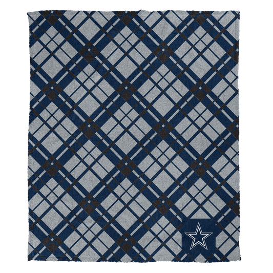 Dallas Cowboys NFL Team Sherpa Plaid Throw 50x60