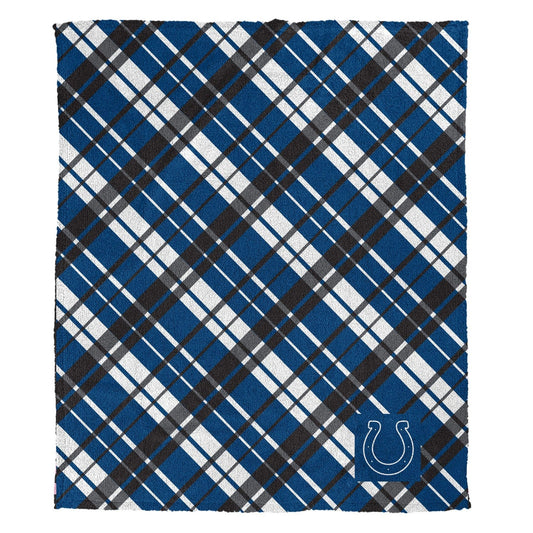Indianapolis Colts NFL Team Sherpa Plaid Throw 50x60