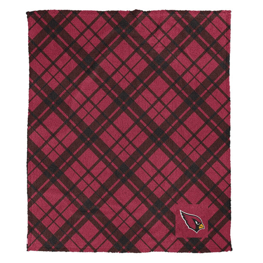 Arizona Cardinals NFL Team Sherpa Plaid Throw 50x60