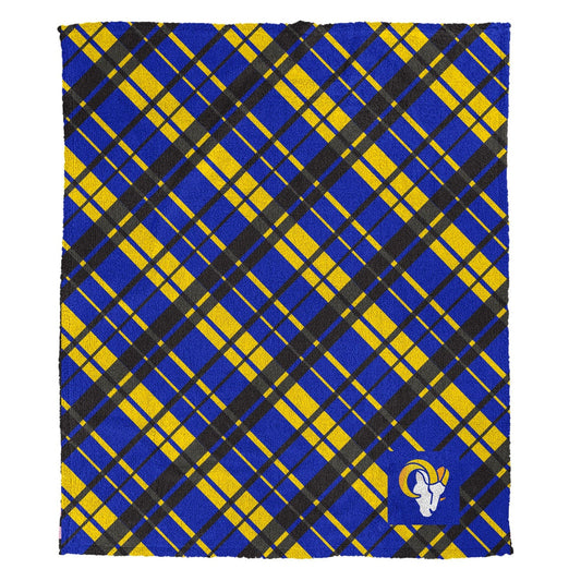 Los Angeles Rams NFL Team Sherpa Plaid Throw 50x60