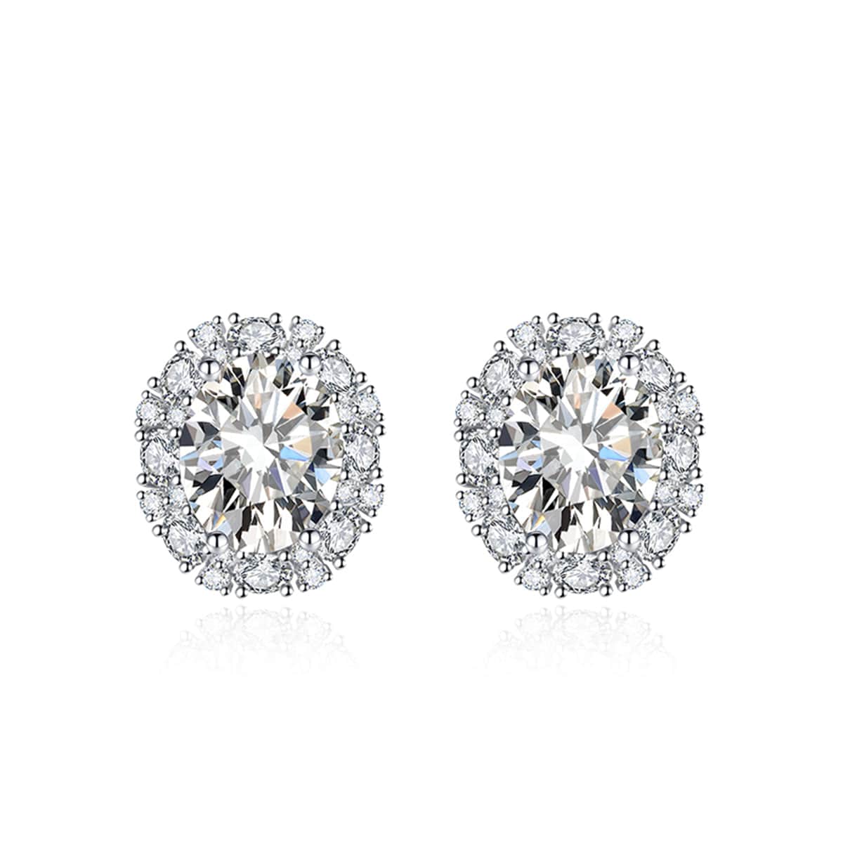 Cubic Zirconia & Clear Crystal Oval Stud Earrings