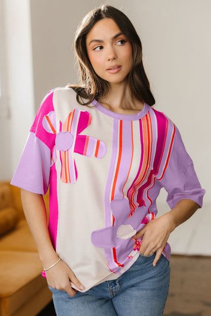 Kallie Half Sleeve Loose Top - Pink / L - 12/14