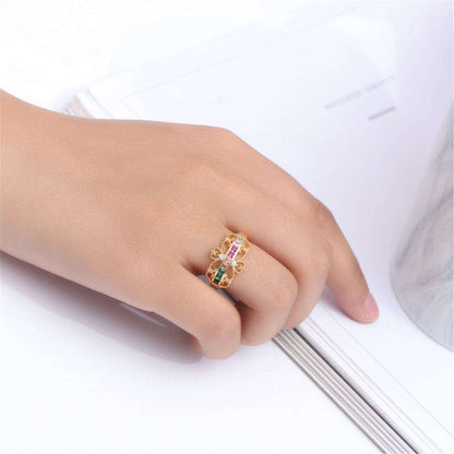 Rainbow Crystal & Cubic Zirconia Crown Ring-10