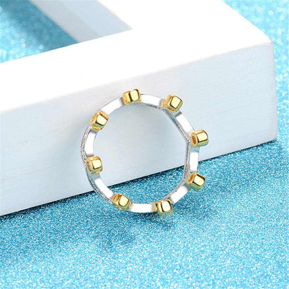Cubic Zirconia & Two-Tone Crown Band Ring-9