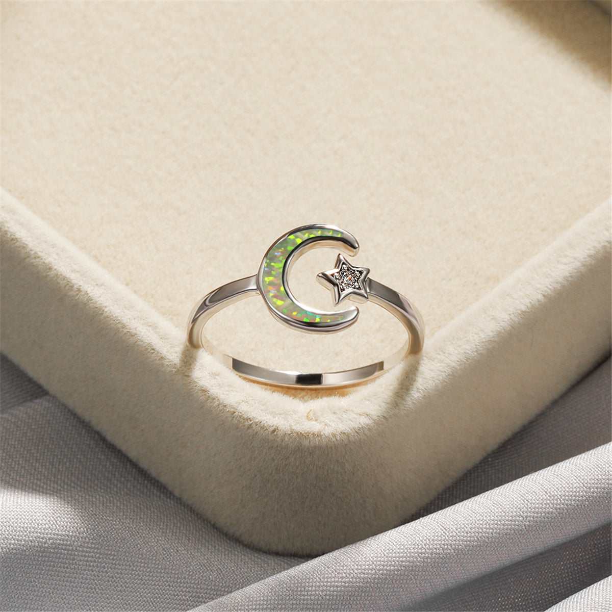 Opal & Cubic Zirconia Celestial Bypass Ring-2
