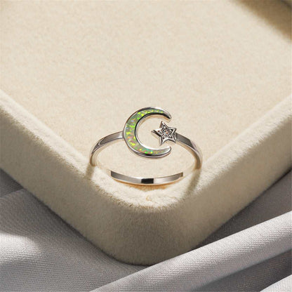 Opal & Cubic Zirconia Celestial Bypass Ring-2