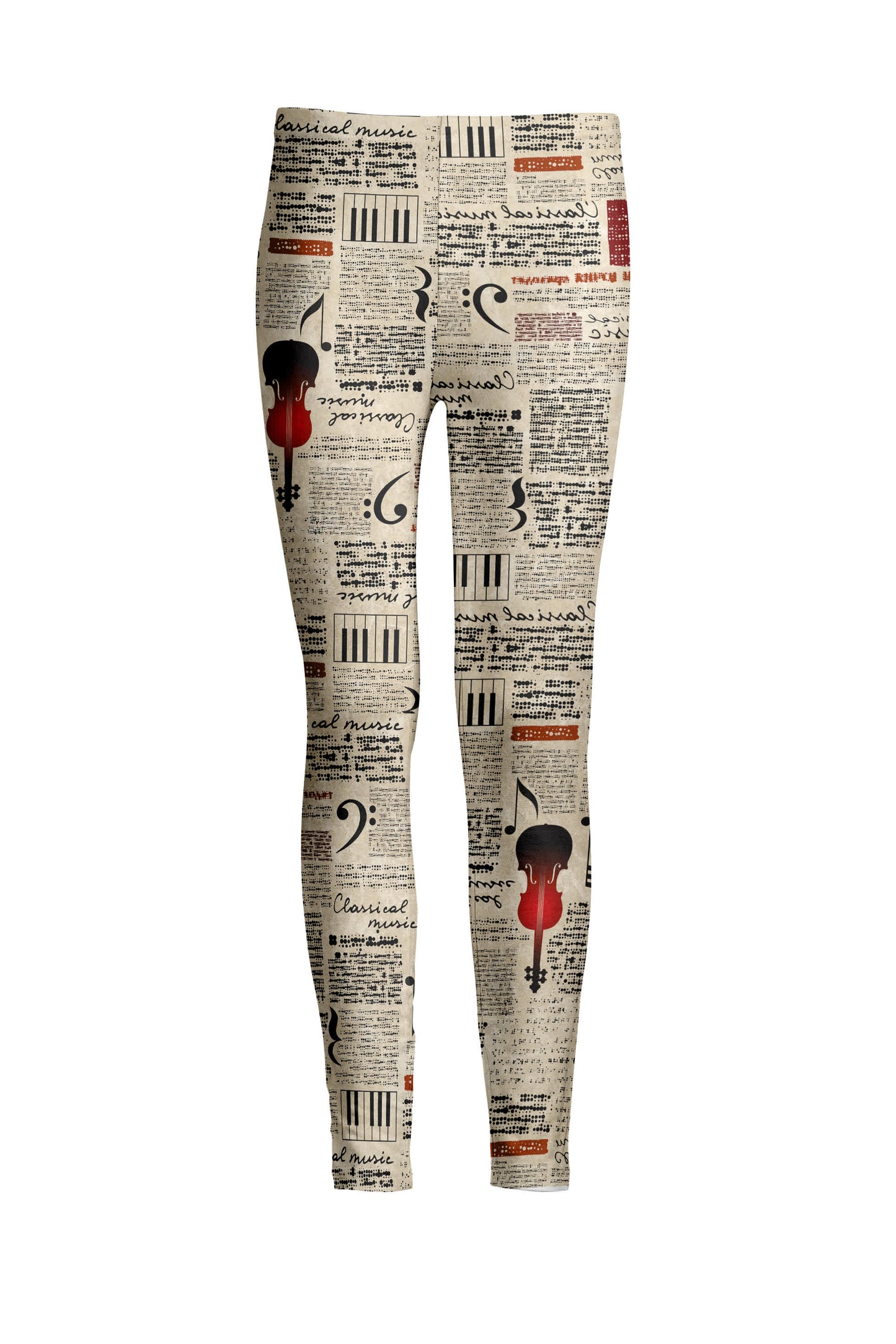 Cream Red Newspaper Print-