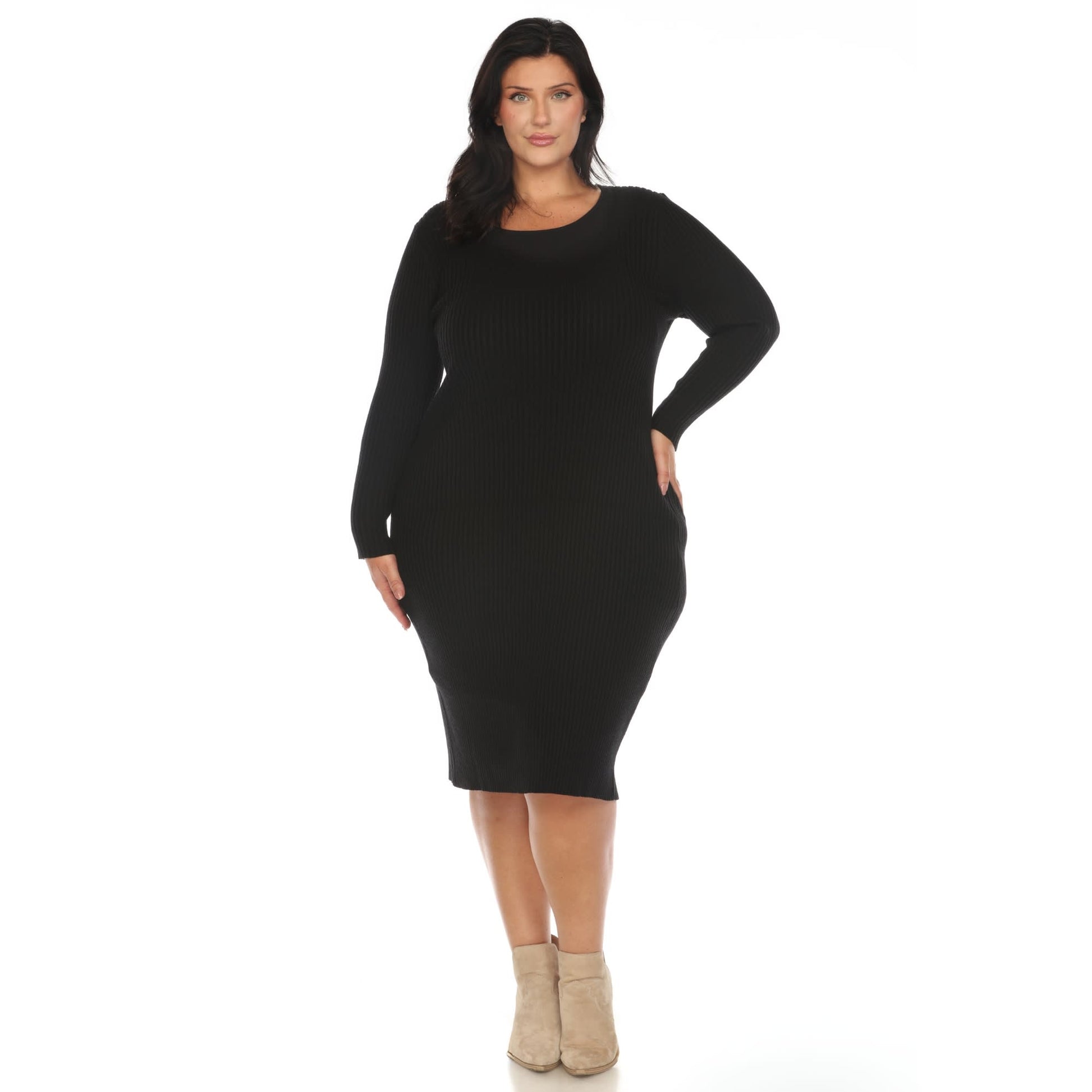 plus size midi sweater dress Black Ribbed Collared Maternity Plus Midi Sweater Dress