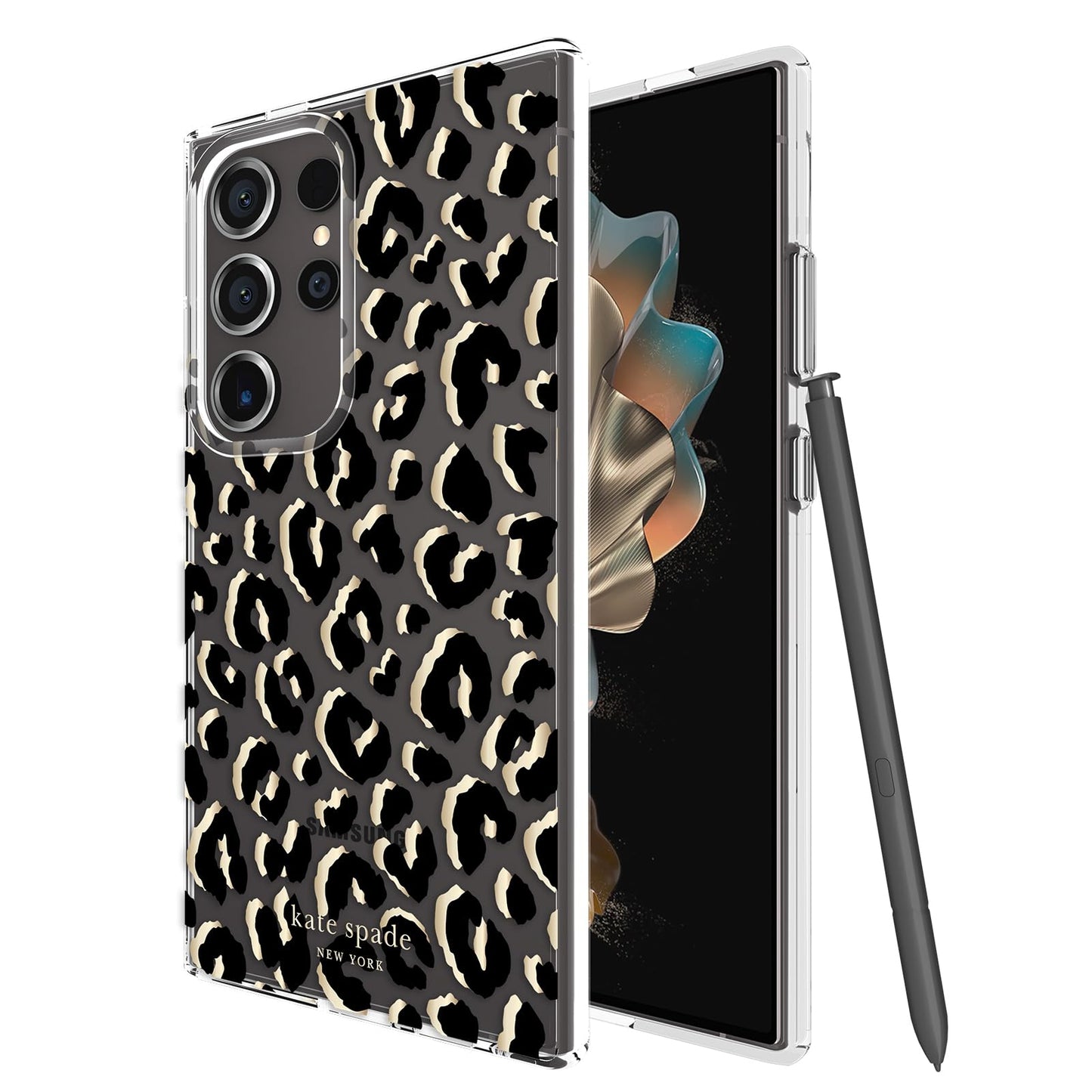 Kate Spade New York Samsung Galaxy S24 Ultra Case, Compatible with Wireless Charging - City Leopard Black