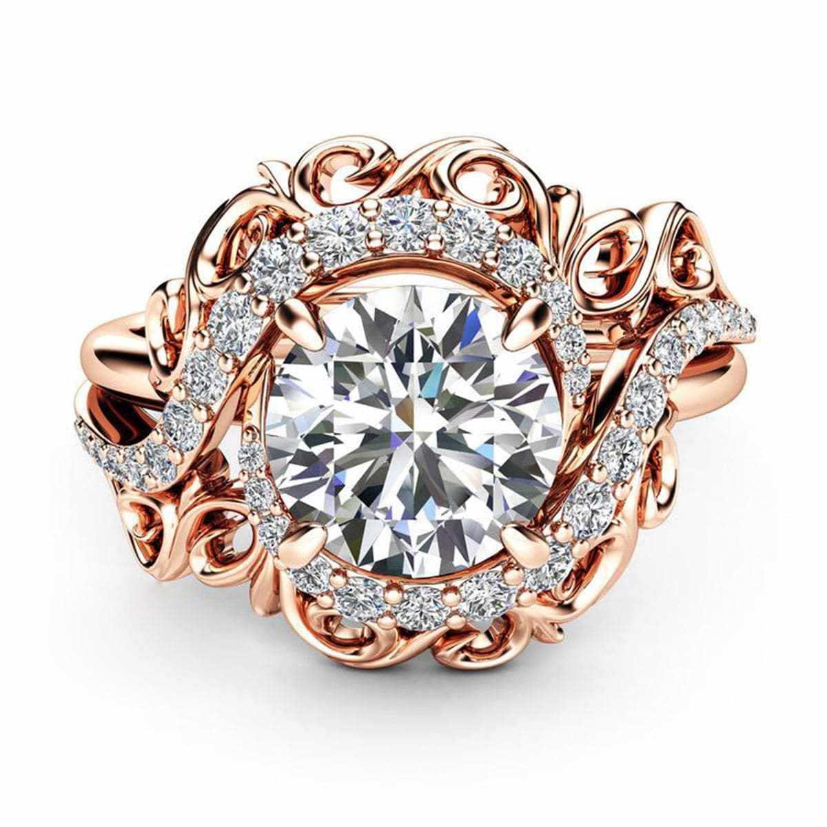 Cubic Zirconia & Crystal Rose Goldtone Swirl Ring