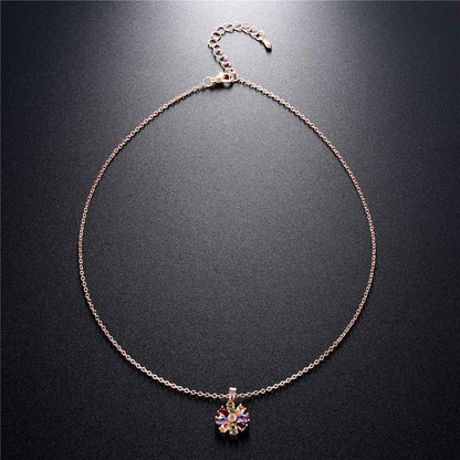 Cubic Zirconia & Rose Goldtone Floral Pendant Necklace