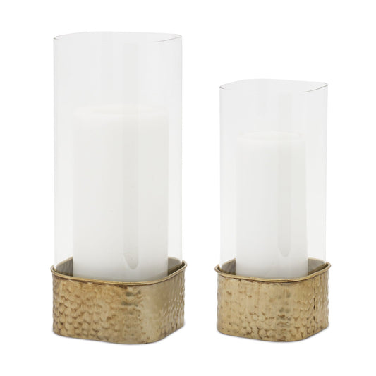 Melrose International Hammered Metal Candle Holder (Set of 2)