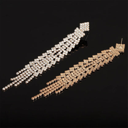 Cubic Zirconia & Goldtone Tassel Pavé Drop Earrings