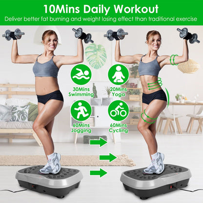 Vibration Plate Exercise Machine With Resistant Bands Remote Control Whole Body Vibration Platform Workout Equipment Home Fitness Training Equipment For Weight Loss Fat Burner