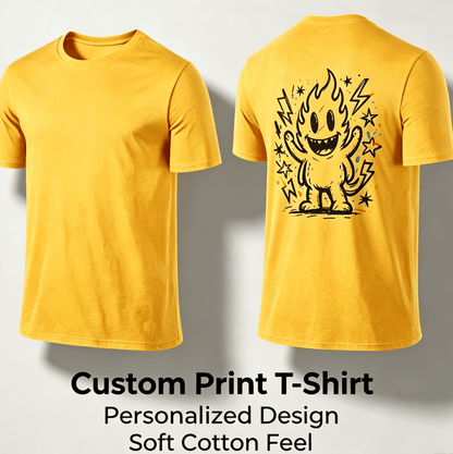Customized pattern cotton short-sleeve T-shirt, colorful splashing smile print on the back, customizable picture and text personalized T-shirt, men's and women's same style casual loose everyday stre
