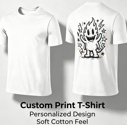 Customized pattern cotton short-sleeve T-shirt, colorful splashing smile print on the back, customizable picture and text personalized T-shirt, men's and women's same style casual loose everyday stre
