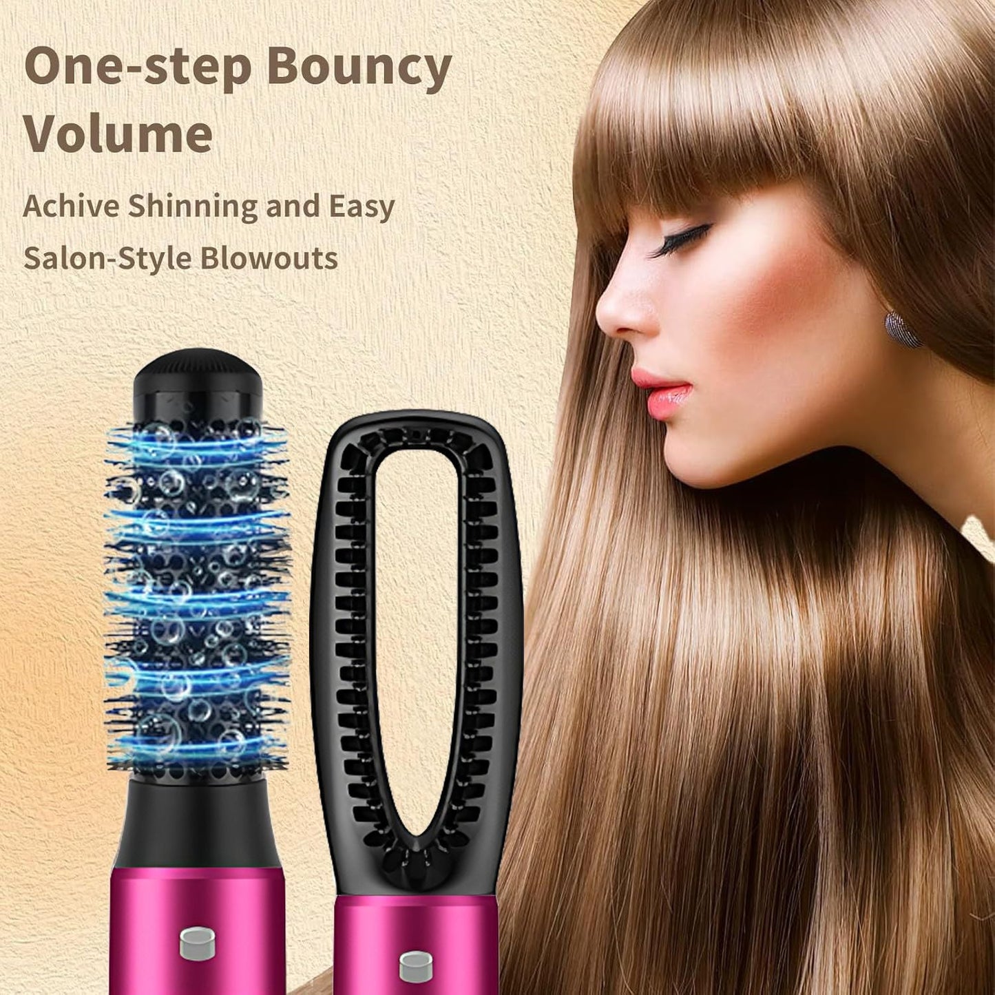 5 in 1 Hair Dryer Brush Kit, Blow Dryer Brush for Drying, Straightening, Volumizing, Curling and Styling Hair - 1000W - Gold