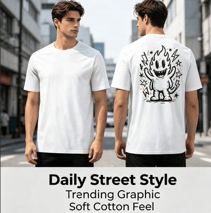 Customized pattern cotton short-sleeve T-shirt, colorful splashing smile print on the back, customizable picture and text personalized T-shirt, men's and women's same style casual loose everyday stre