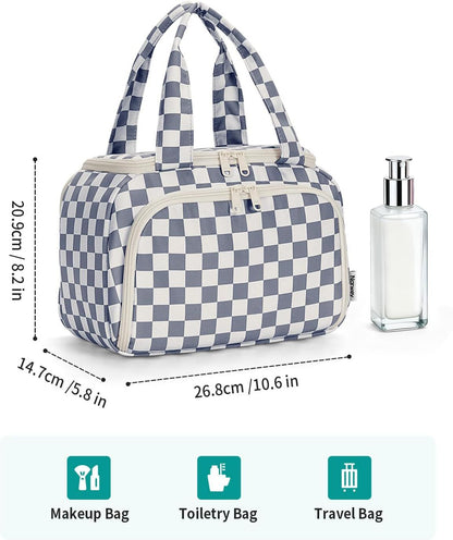 Large Travel Toiletry Bag for Traveling Women, Wide-open Travel Bag for Toiletries, Cosmetic Make Up Makeup Bag Organizer with Wet Pocket, Shower Skincare Bag
