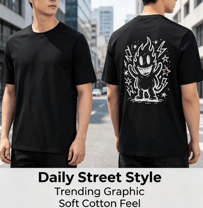 Customized pattern cotton short-sleeve T-shirt, colorful splashing smile print on the back, customizable picture and text personalized T-shirt, men's and women's same style casual loose everyday stre