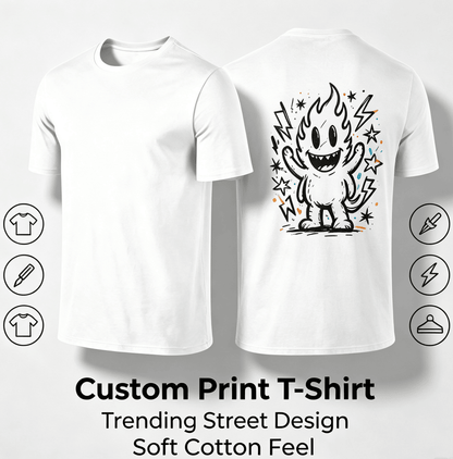 Customized pattern cotton short-sleeve T-shirt, colorful splashing smile print on the back, customizable picture and text personalized T-shirt, men's and women's same style casual loose everyday stre