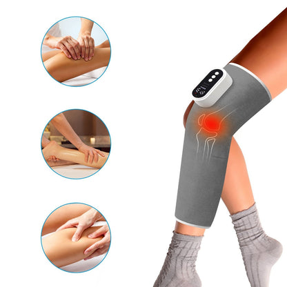 Cordless Leg Massager Air Compression Massager with Heat Thigh Knee Calf Massager with 3 Modes Adjustable Wrap for Pain Relief