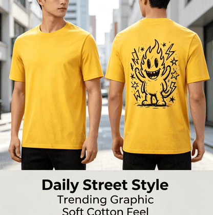 Customized pattern cotton short-sleeve T-shirt, colorful splashing smile print on the back, customizable picture and text personalized T-shirt, men's and women's same style casual loose everyday stre