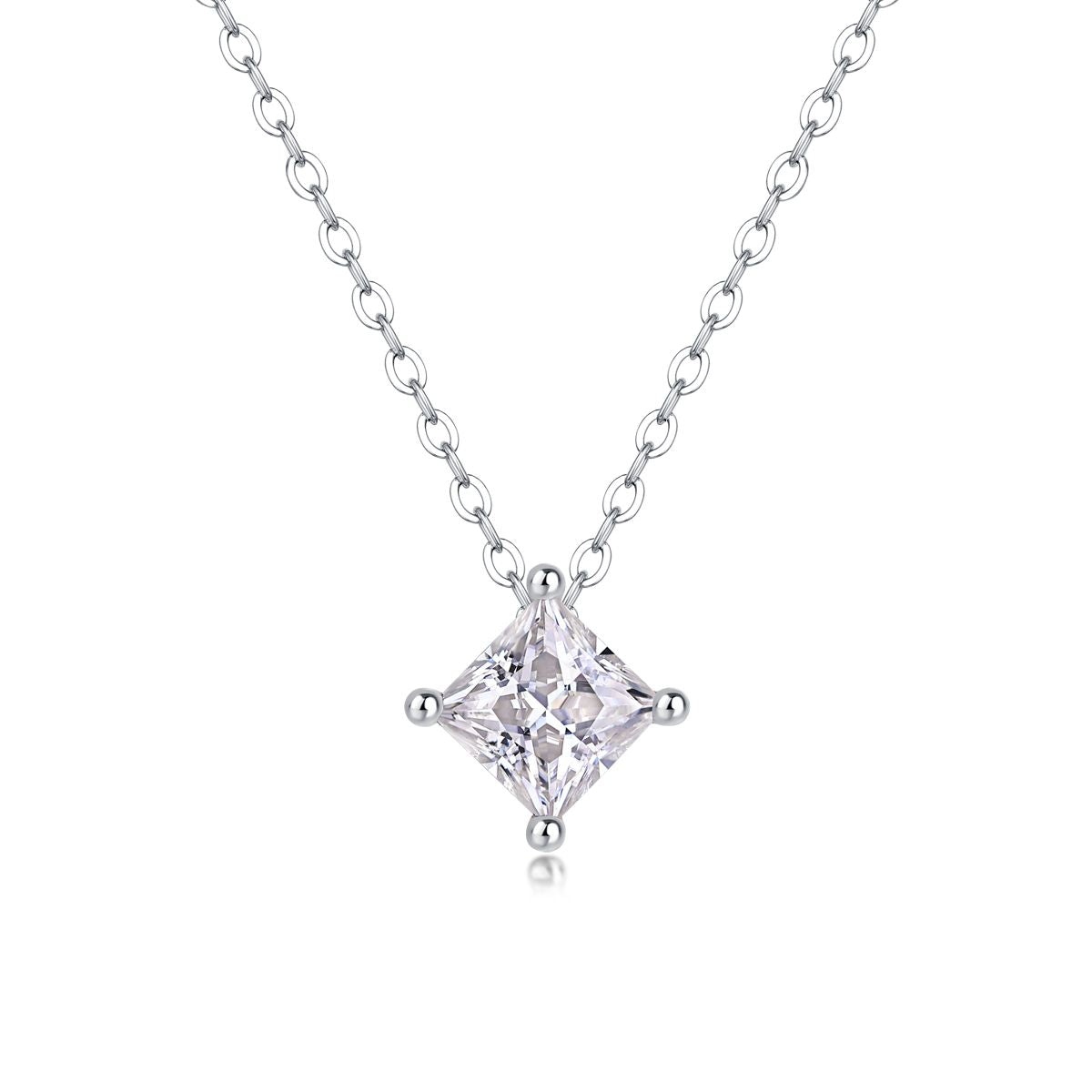 Stay together - set with square moissanite S925 sterling silver and platinum-plated necklace pendant Fashion trendy diamond jewellery