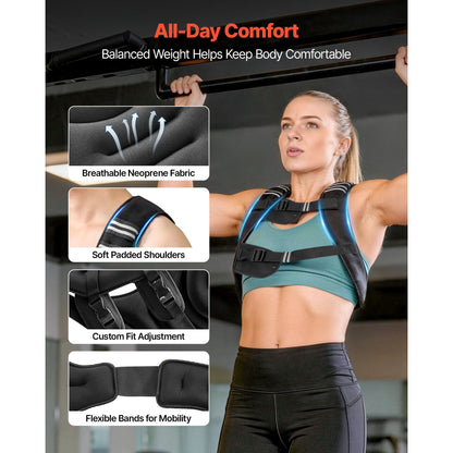 Weighted Vest, 25 lbs Body Weight Vest for Men Women, with Reflective Stripe, Adjustable Buckle, Workout Equipment for Strength Training, Running, Jogging, Fitness, Muscle Building, Weight Loss