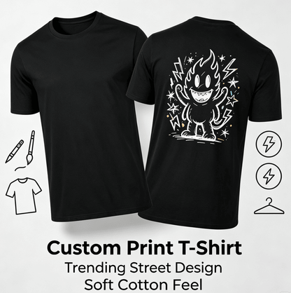 Customized pattern cotton short-sleeve T-shirt, colorful splashing smile print on the back, customizable picture and text personalized T-shirt, men's and women's same style casual loose everyday stre