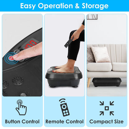 Whole Body Vibration Plate Exercise Machine 1–120 Speed Levels with 2 Resistance Bands, Touch & Remote Control Vibration Platform with Bluetooth USB Music Play for Home Fat Loss Workout