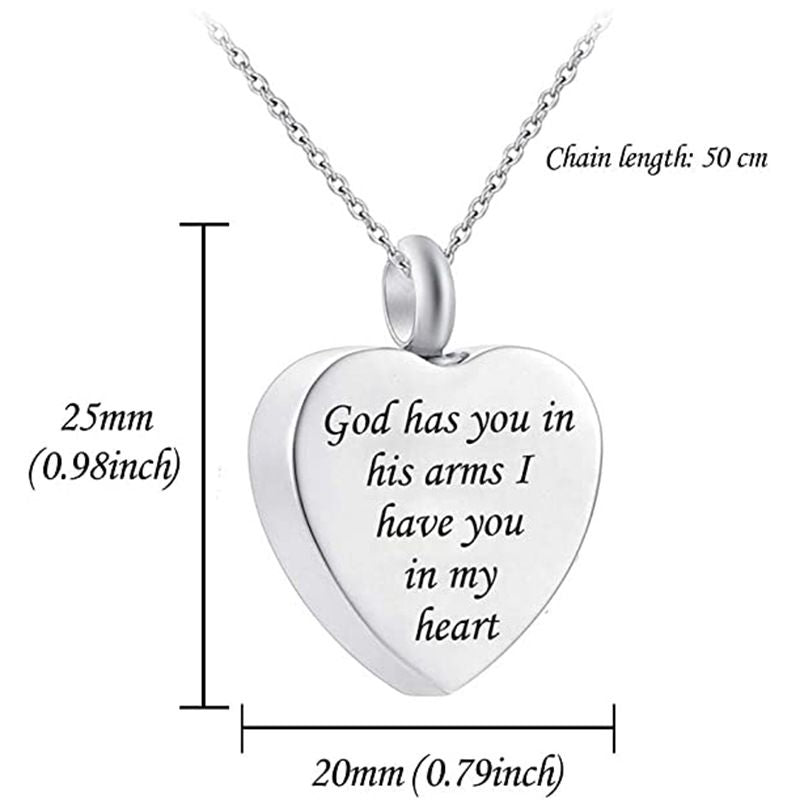 Heart-shaped Wing Urn Funeral Cremation Jewelry Necklace Pendant