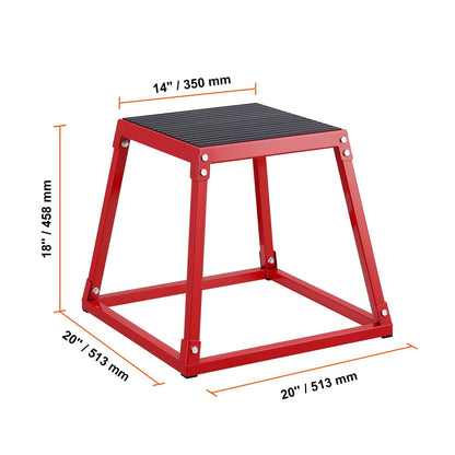 Plyometric Jump Box, 18 Inch Plyo Box, Steel Plyometric Platform and Jumping Agility Box, Anti-Slip Fitness Exercise Step Up Box for Home Gym Training, Conditioning Strength Training, Red