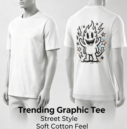 Customized pattern cotton short-sleeve T-shirt, colorful splashing smile print on the back, customizable picture and text personalized T-shirt, men's and women's same style casual loose everyday stre