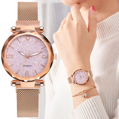 Women's Watch Fashion Frosted Belt Color Foundation Diamond Watch Plate Stone Elite Women's Watch