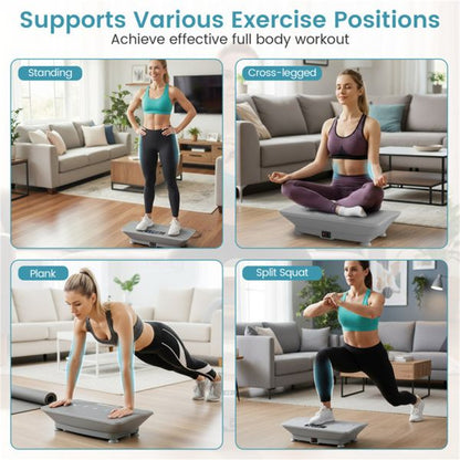 Gray Full Body Vibration Plate Exercise Machine, 10 Adjustable Speed Levels with Remote Control & Music Function, 440LBS Weight Capacity