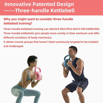 3 Handle Kettlebells Weight - Weight for Women Options 5, 10, 15 and 20 LB for Russian Twists AB Exercise, Weightlifting and Core Fitness Exercise Home Gym [Single in Sold]