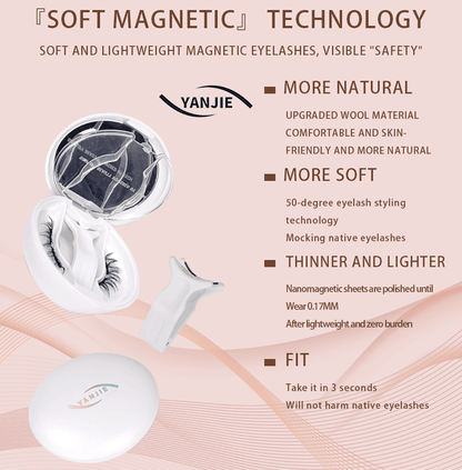 No Glue Soft Magnetic Clip On Eyelashes, Sweetheart Natural C-Curl Fluffy Layer Reusable Lashes Sweet Energetic Eye Makeup