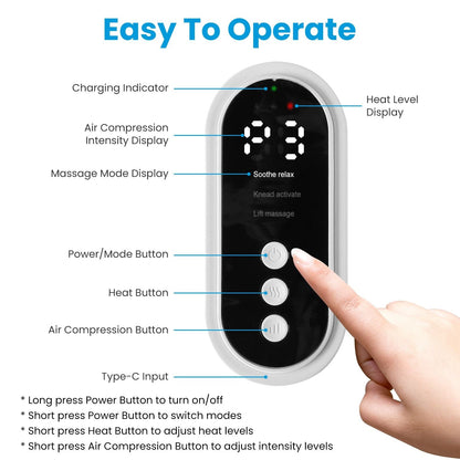 Cordless Leg Massager Air Compression Massager with Heat Thigh Knee Calf Massager with 3 Modes Adjustable Wrap for Pain Relief
