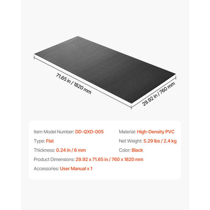 Treadmill Mat for Carpet Floor, 1/4" Thick, 30" x 72" Exercise Equipment Mat for Treadmills, Stationary & Recumbent Bikes, High Density PVC Floor Protector, Waterproof and Non-slip for Home Gym