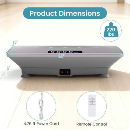 Gray Full Body Vibration Plate Exercise Machine, 10 Adjustable Speed Levels with Remote Control & Music Function, 440LBS Weight Capacity