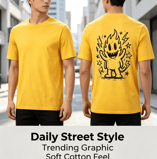 Customized pattern cotton short-sleeve T-shirt, colorful splashing smile print on the back, customizable picture and text personalized T-shirt, men's and women's same style casual loose everyday stre