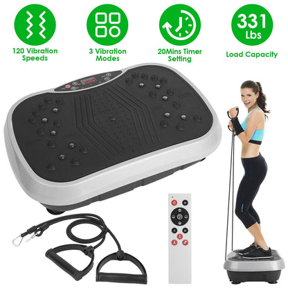 Vibration Exercise Machine With Resistant Bands Remote Control Whole Body Vibration Platform Workout Equipment Home Fitness Training Equipment For Weight Loss Fat Burner