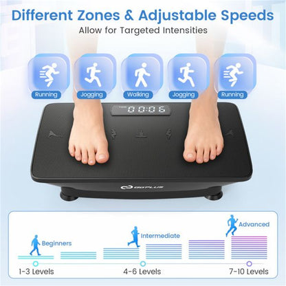 Black Full Body Vibration Plate Exercise Machine, 10 Adjustable Speed Levels with Remote Control & Music Function, 440LBS Weight Capacity