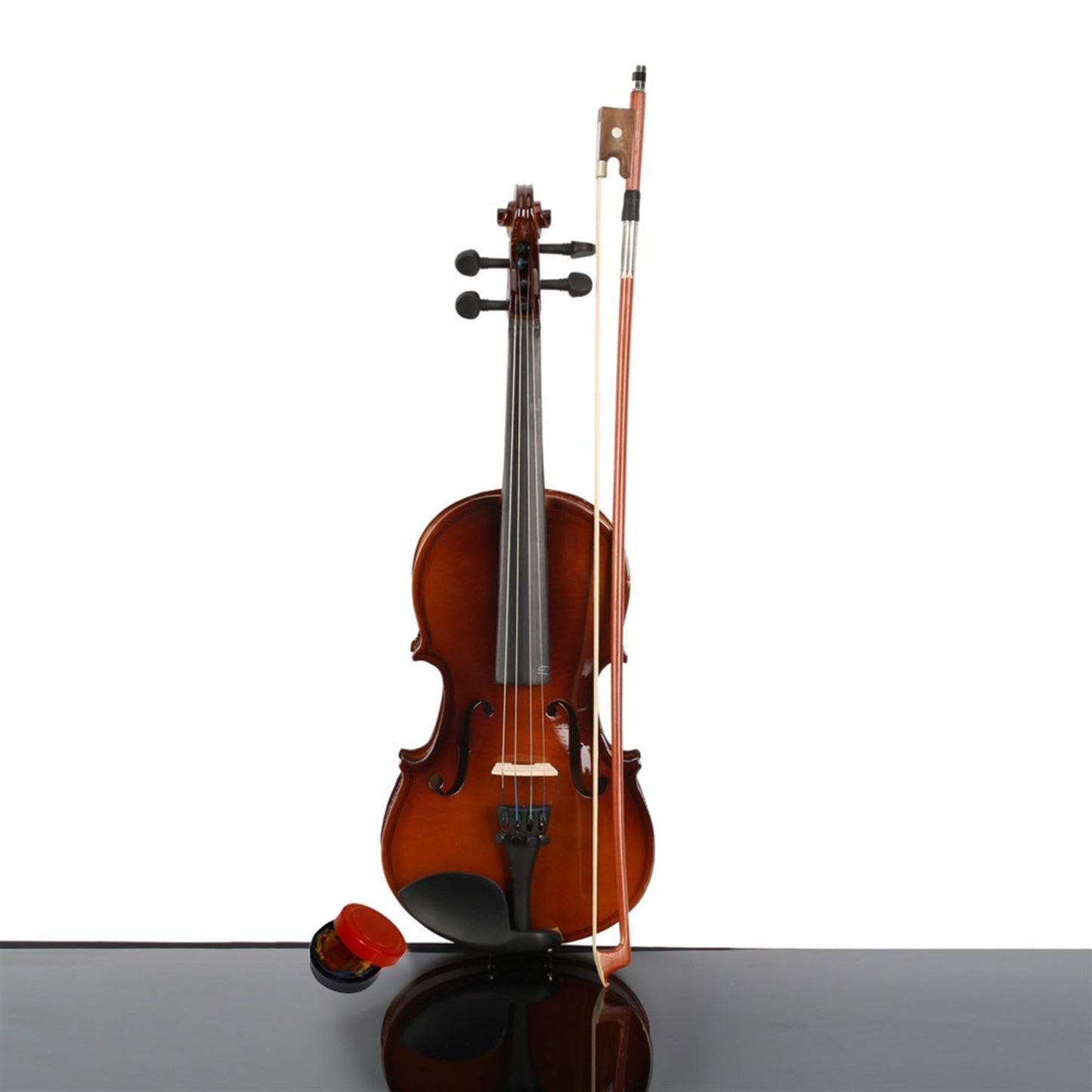 InQ Boutique New 1/4 Acoustic Violin Case Bow Rosin Natural - Red