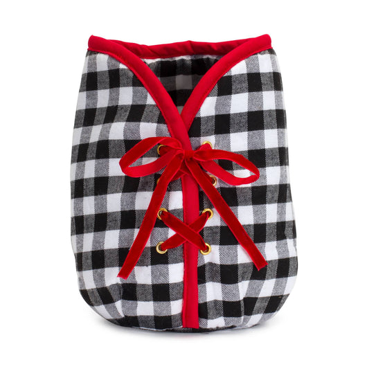 Melrose International Plaid Christmas Tree Pot Cover 9"H