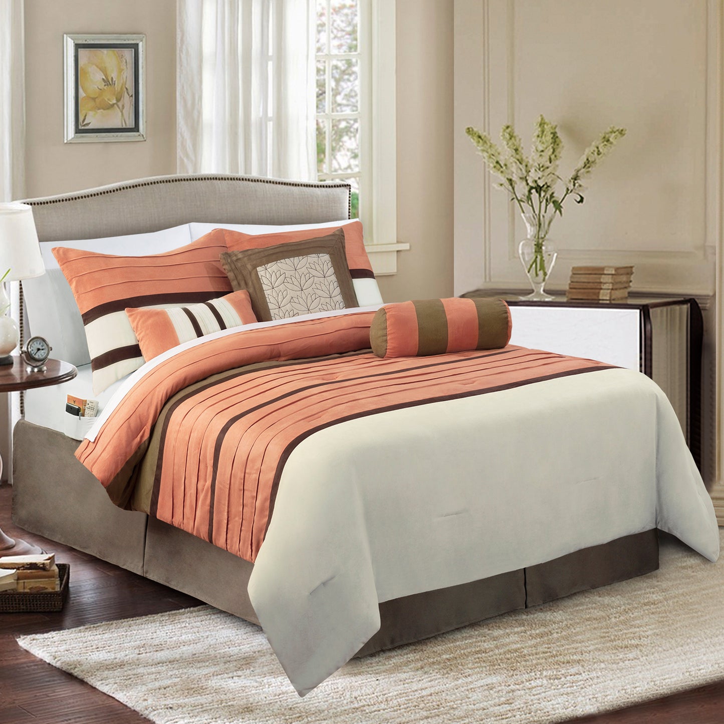 Elegant Comfort 12-Piece Cirena Micro suede Comforter Set, Includes 6-Piece Sheet Set with Double Sided Storage Pockets