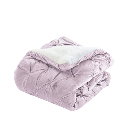 Elegant Comfort 3-Piece Pinch Pleated Micro-Suede Reversible Sherpa - Comforter Set