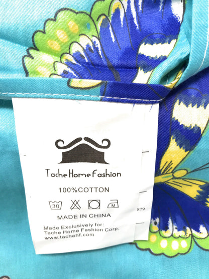Tache Butterfly Wonderland Cotton Aqua Floral Duvet Cover (2142)